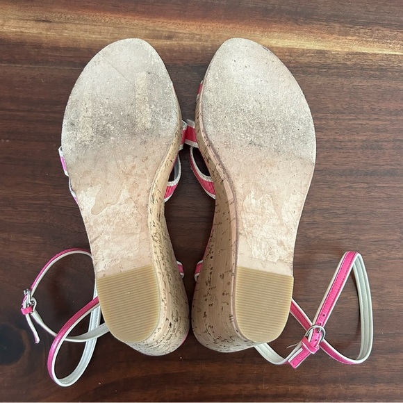 Coach Dallas Strappy Cork Wedge Sandals Bright Pink Size 9 - Picture 8 of 10